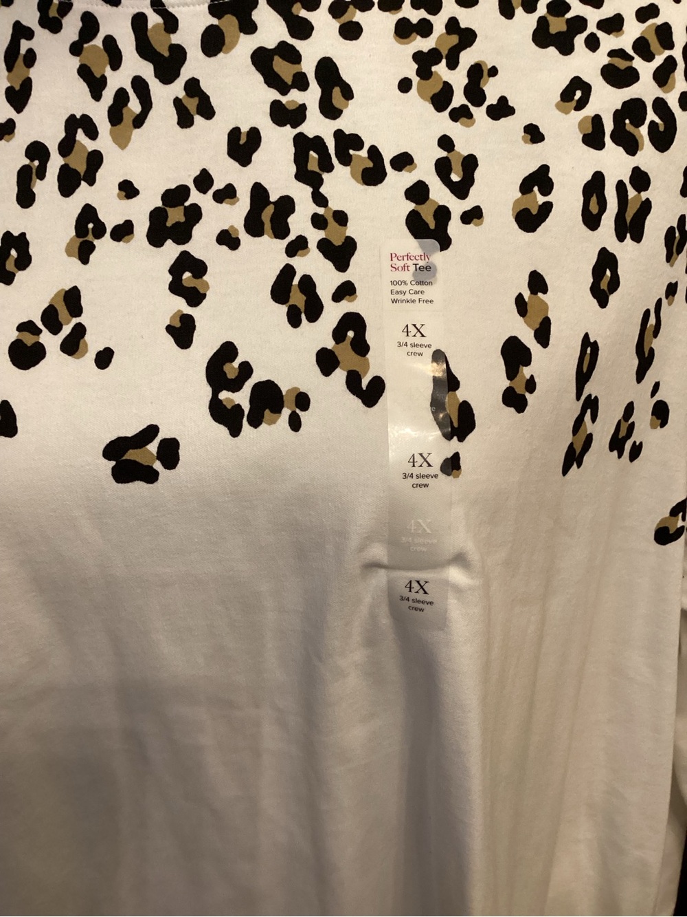 Kim Rogers Plus Size 4X White & Black Leopard Print Scoop Neck Top 100% Cotton - Picture 8 of 9
